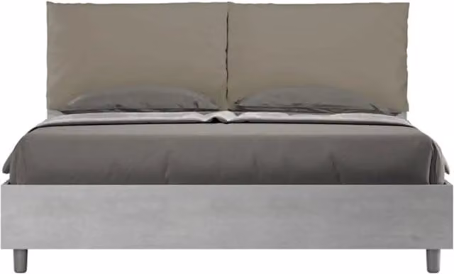 Letto matrimoniale senza rete 160x200 Cemento cuscini similpelle cappuccino Egos Antea
