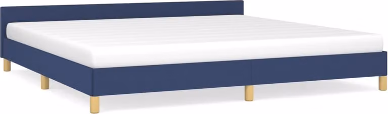 Giroletto con Testiera senza Materasso Blu 200x200 cm Tessuto