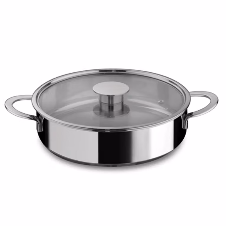 Tegame in acciaio inox per induzione con coperchio linea Gourmet, 26cm