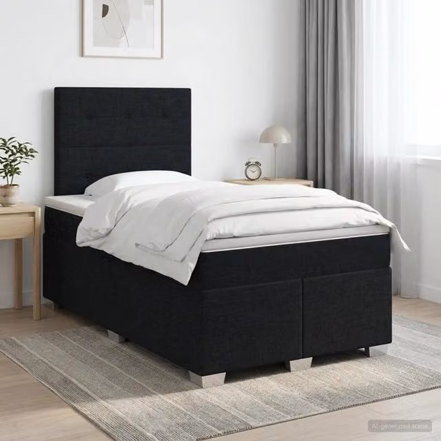 Letto box spring con materasso vidaXL in tessuto nero con molle a tasche L/P: 120 x 200 cm – 1