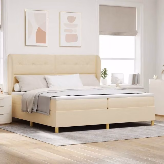 Letto ibrido con testiera vidaXL in tessuto beige L 200 x P 200 x H 28 cm