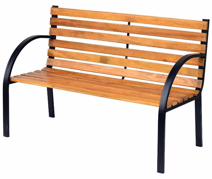Panca da giardino in legno per 2 persone | Colore: naturale | Dimensioni: 122x60x80 cm
