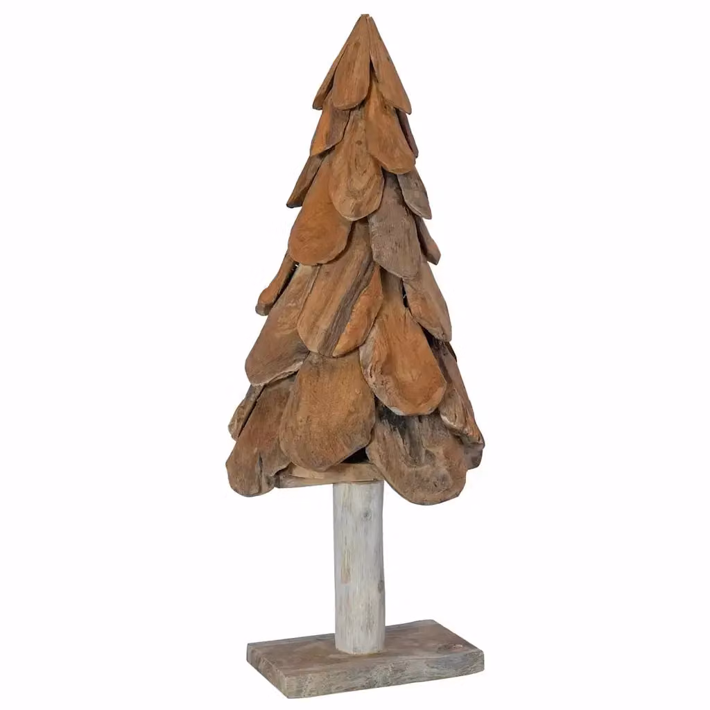 Albero di Natale da tavolo vidaXL in legno di teak massello marrone, H: 91 cm, L: 38 cm, P: 38 cm – 2