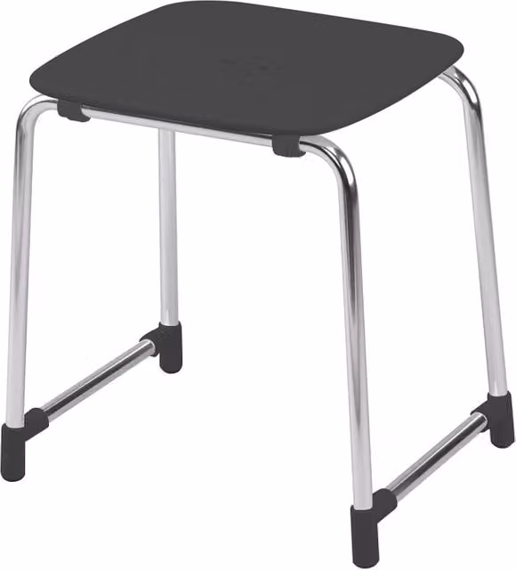 Sgabello Prima Classe Gedy 6072 Antracite e Cromato L: 33,1 cm, P: 43,8 cm, H: 43,8 cm