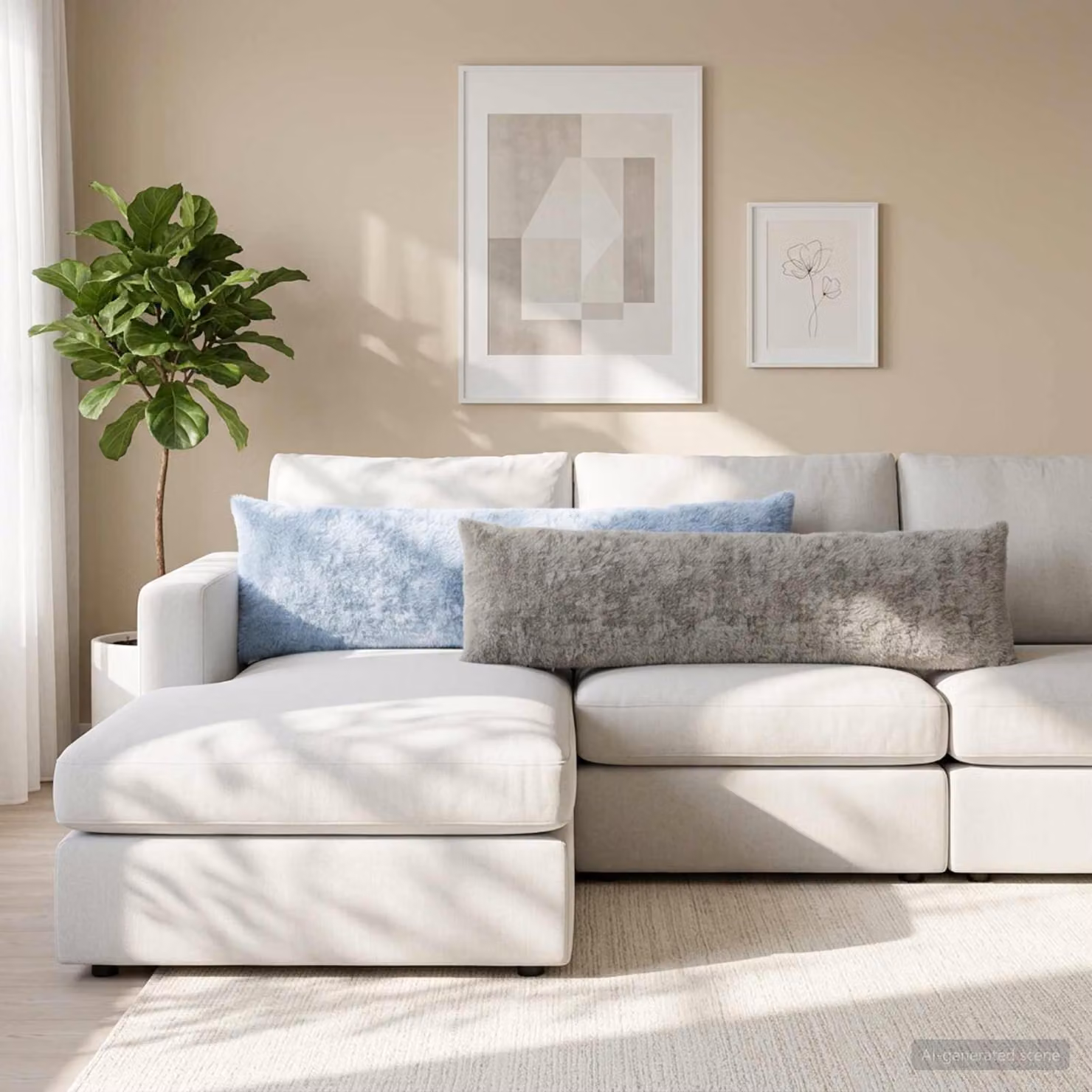 Set di 2 federe vidaXL HEERLEN in ecopelliccia grigia, L 145 cm x L 40 cm