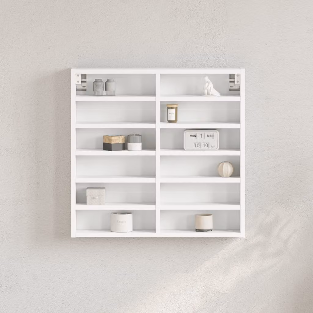 Armadietto con Vetrina da Parete vidaXL Bianco in Legno e MDF con Ante in Vetro L: 60 cm, P: 8,5 cm, H: 58 cm
