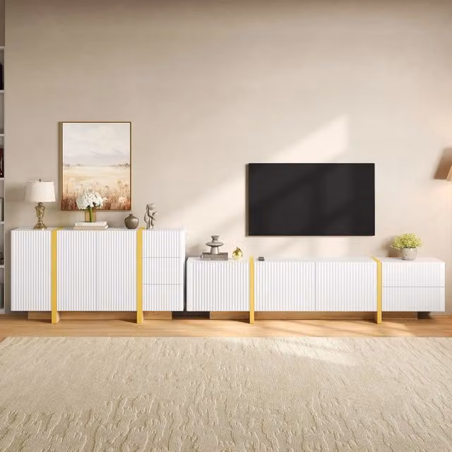 Mobile TV + credenza- scanalature frontali- PB+MDF- soggiorno