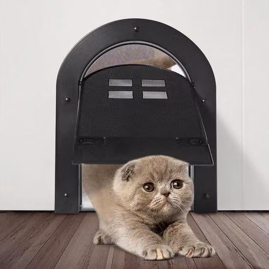 Porta per gatti da interno - Sistema di sicurezza a doppio senso per gatti fino a 9 kg e cani di piccola taglia (nero)