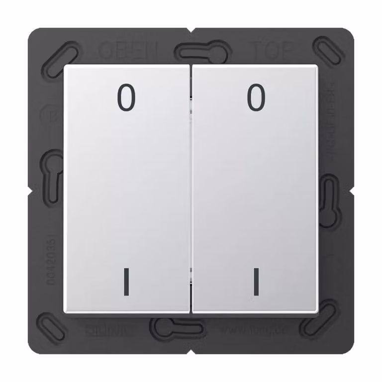 Jung ENOA595-01AL Trasmettitore da parete wireless EnOcean con simboli 0 I, alluminio