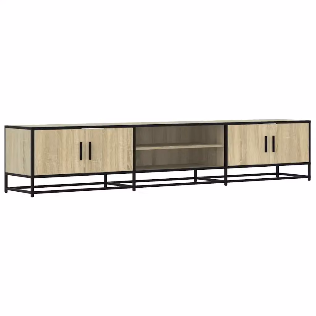 Mobile TV stile industrial vidaXL in legno e metallo, colore rovere beige e marrone, L: 210 cm, P: 35 cm, H: 41 cm – 2