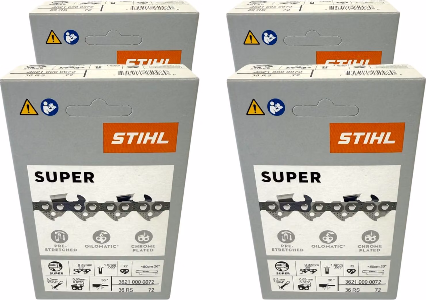 Catena Stihl 4x 3/8" Rapid Super 3 (RS3) 50 cm 3/8" 1,6 mm 72 TG 4 pezzi ( 4x 36260000072 )