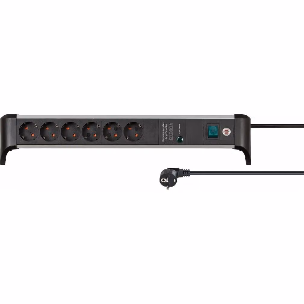 brennenstuhl 1391020600 brennenstuhl Alu-Office-Line 6-fach Steckdosenleiste mit Überspannungsschutz 51,0 cm schwarz