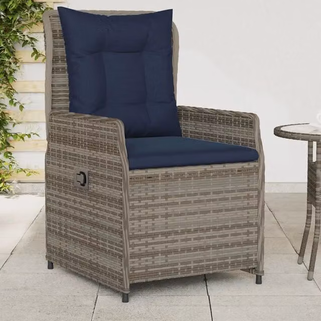 Sedie da giardino reclinabili 2 pz in Polyrattan Grigio 368659