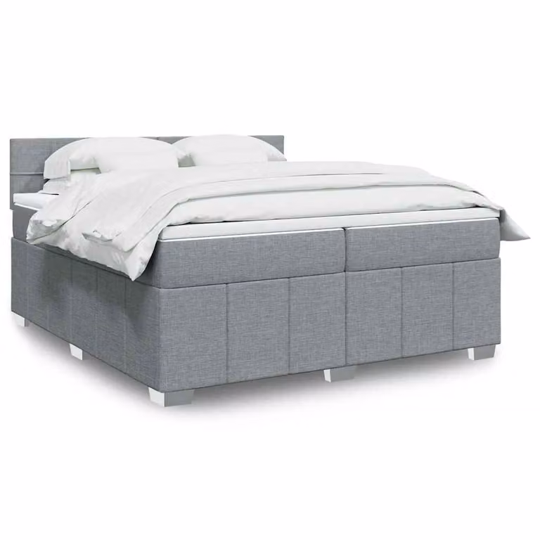 vidaXL Letto Ibrido Moderno con Materasso Grigio e Bianco in Tessuto L/P: 200 x 200 cm