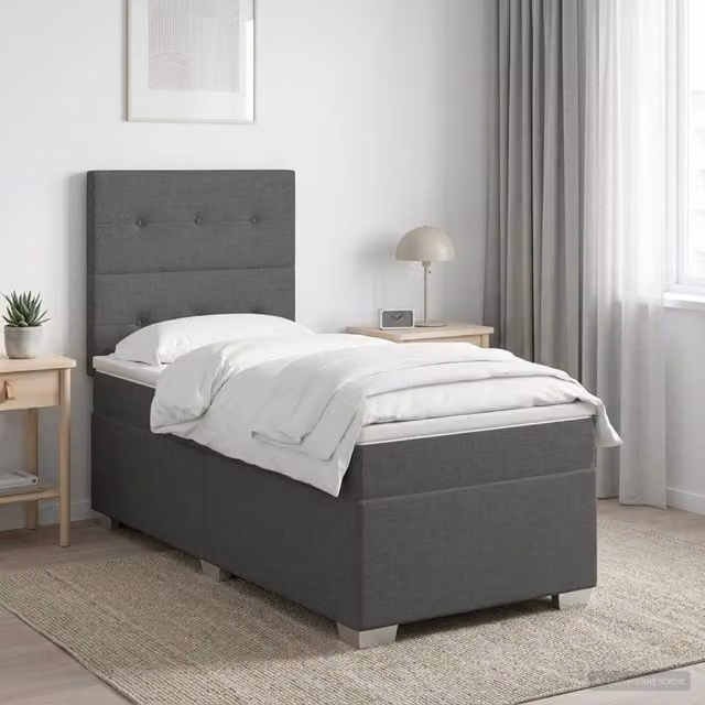 Letto box spring con materasso Grigio Scuro 100 x 200 cm 3453340