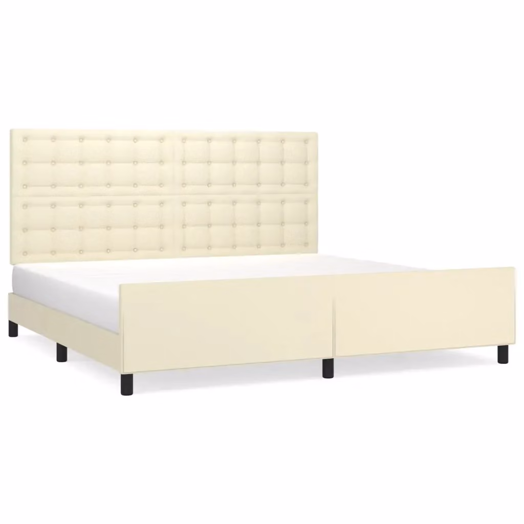 Letto con giroletto e testiera vidaXL in similpelle beige 200x200 cm – 2