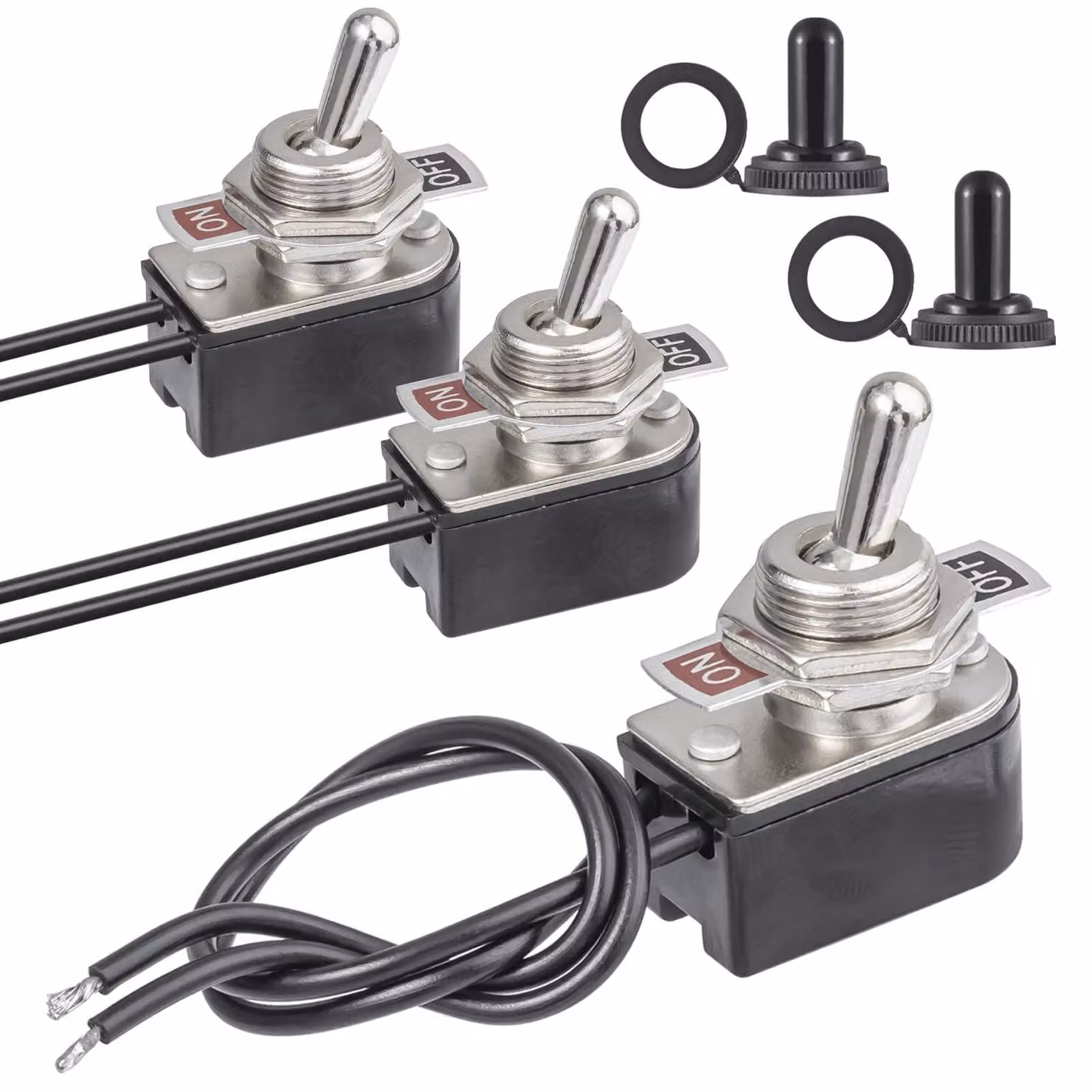 Interruttore a levetta, 2 poli, 6A/125VAC, 3A/250VAC, impermeabile, confezione da 2