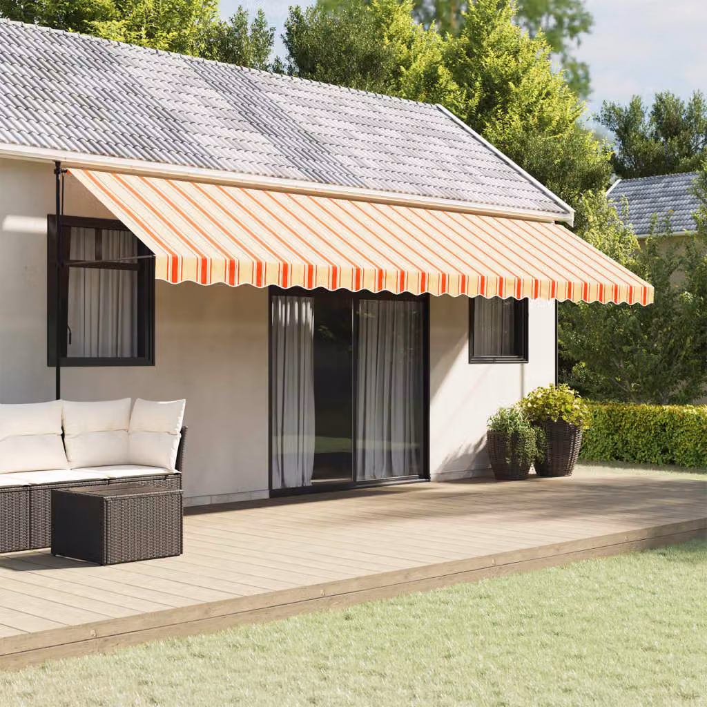 Mantovana di ricambio per tenda da sole vidaXL in poliestere, strisce gialle e arancioni, L: 580 cm