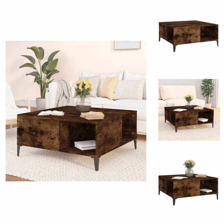 vidaXL Tavolino in rovere affumicato 80x80x36,5 cm materiale a base di legno - Tavolini da caffè