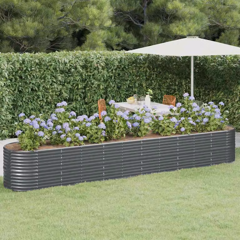 Letto da giardino rialzato vidaXL in acciaio zincato antracite L: 440 cm, P: 80 cm, H: 68 cm