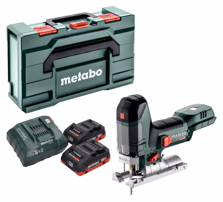 Seghetto alternativo a batteria Metabo ST 18 LT 130 BL 18 V 130 mm senza spazzole + 2x batteria LiHD 4,0 Ah + caricatore + metabox