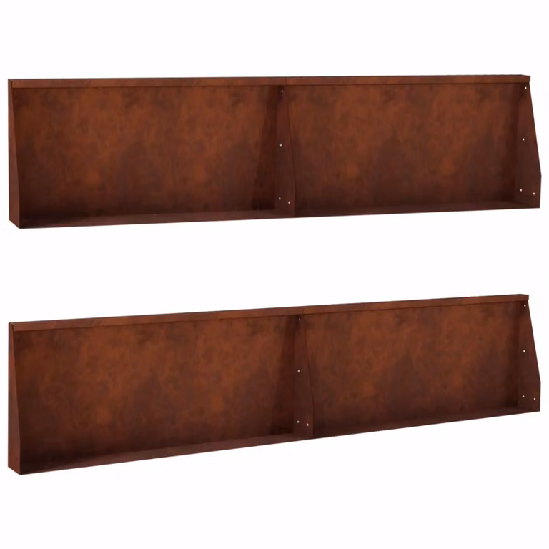 Set di 4 muretti per aiuole rialzate vidaXL in acciaio Corten color marrone L: 100 cm, H: 30 cm, P: 12 cm