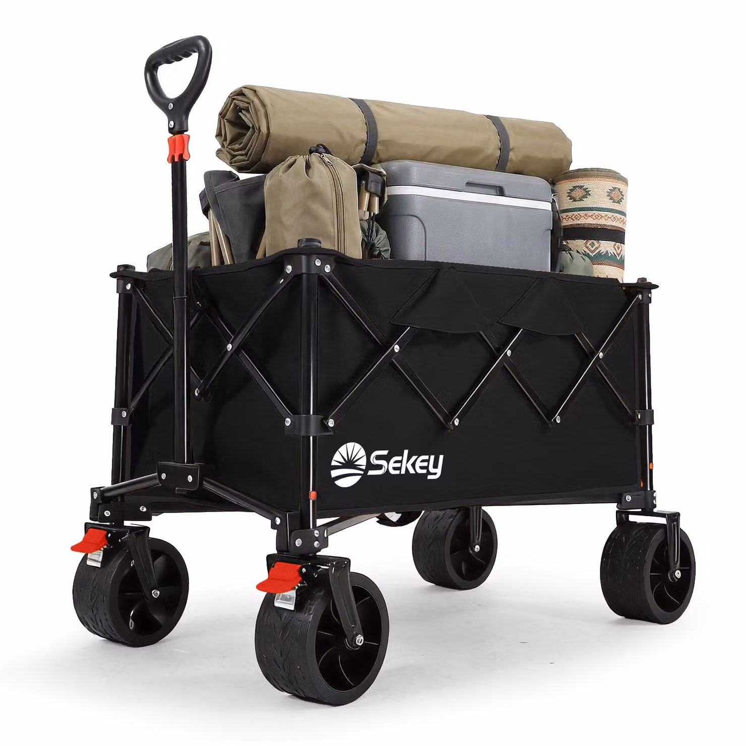 Sekey Carrello pieghevole Carrello a mano Carrello da giardino Capacità di carico 150 kg Carrello di trasporto, nero
