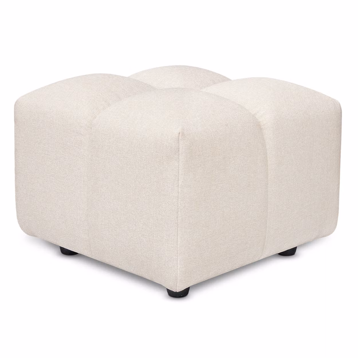 Pouf poggiapiedi con bombature morbide, Pouf Rubiq Crema 60 x 150 cm