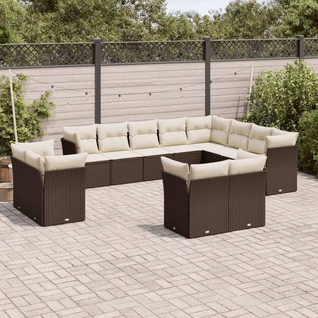 Maison Exclusive - Set Divani da Giardino 12 pz con Cuscini Marrone in Polyrattan