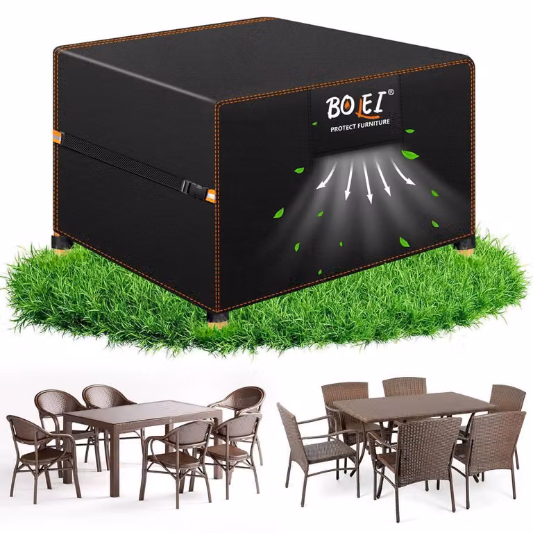 Telo protettivo per mobili da giardino, resistente alle intemperie invernali, dimensioni 125x125x74 cm, tessuto Oxford 420D, impermeabile, con sistema di ventilazione e sacca per il trasporto