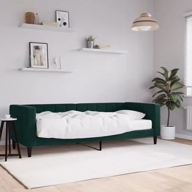 Divano Letto con Materasso Verde Scuro 80x200 cm in Velluto 3196662