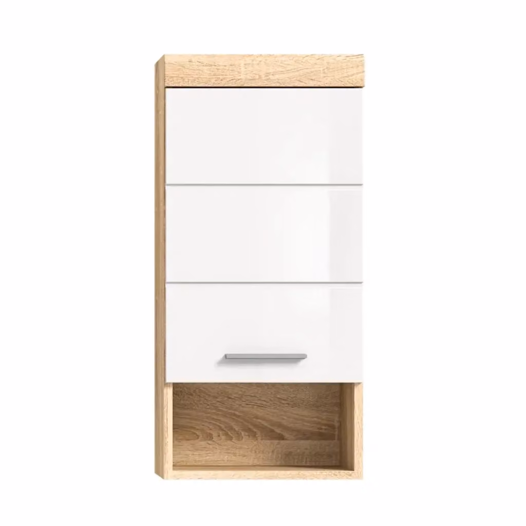 Mezza colonna da bagno Meublorama con 1 porta e 1 nicchia, Bianco e Beige