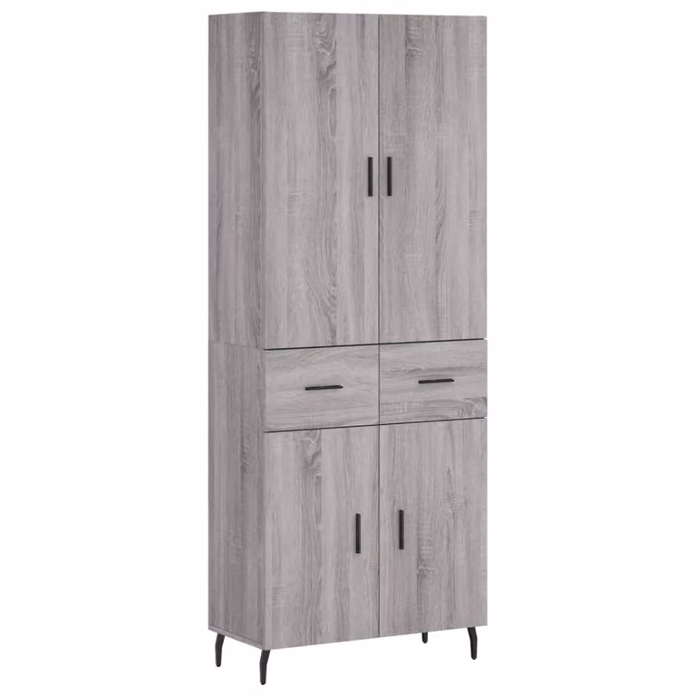Credenza Grigio Sonoma 69,5x34x180 cm in Legno Multistrato