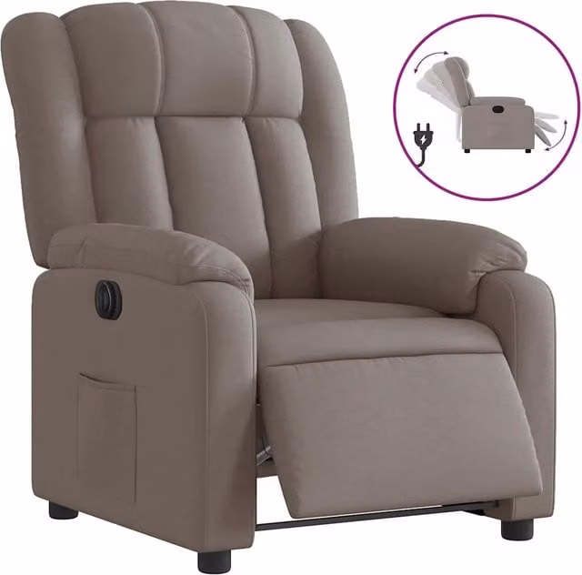 Poltrona | Sedia Relax Elettrica Reclinabile Tortora in Tessuto