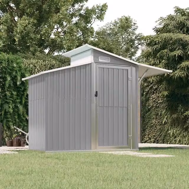 Capanno da Giardino Grigio 270x130x208,5 cm Acciaio Zincato 316243