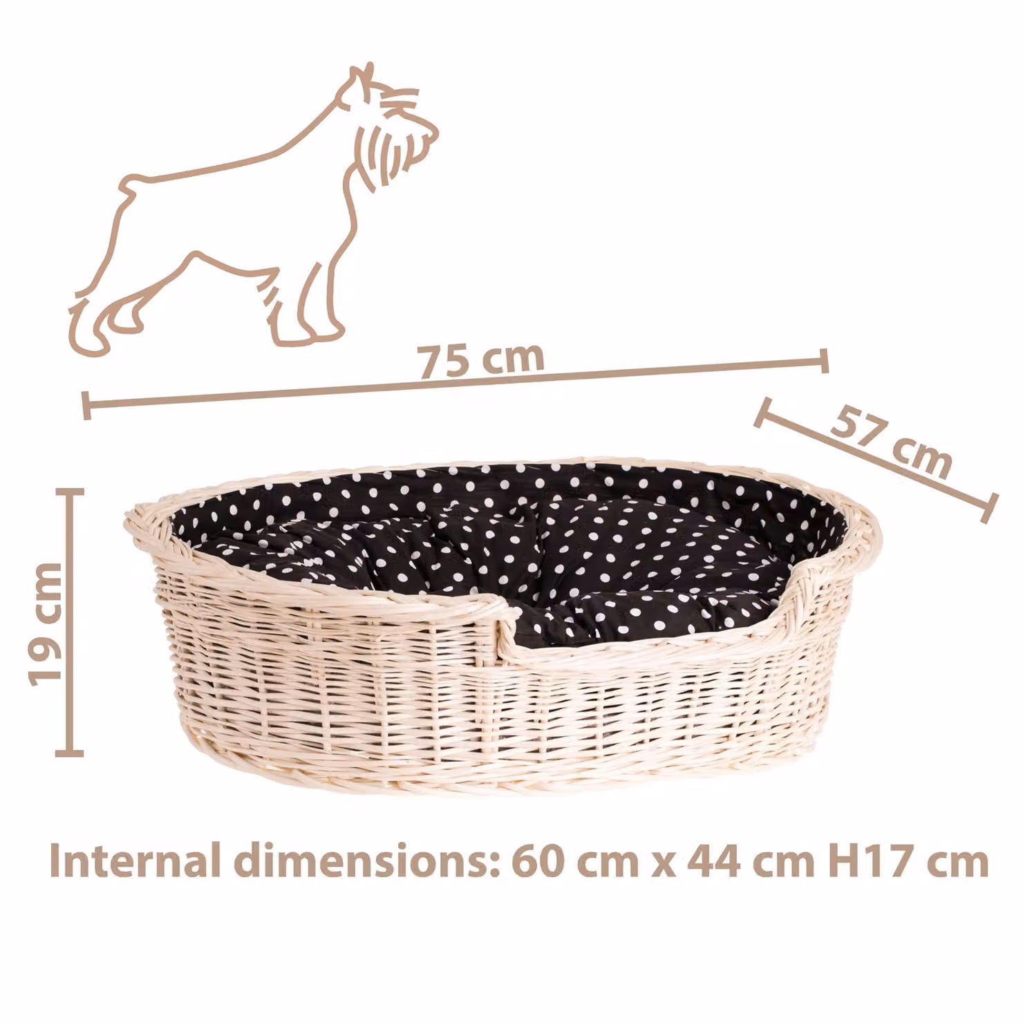 Cestino per cani in vimini ovale 75X57 H19 CM