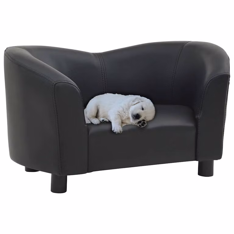 vidaXL Divano per cani nero in similpelle con struttura in legno L: 67 cm, P: 41 cm, H: 39 cm