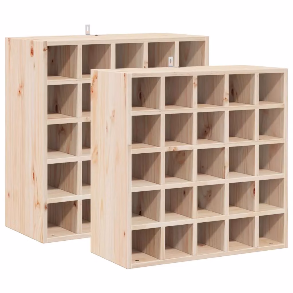 Set di 2 portabottiglie vidaXL in pino massello naturale L: 56 cm, P: 25 cm, H: 56 cm – 2