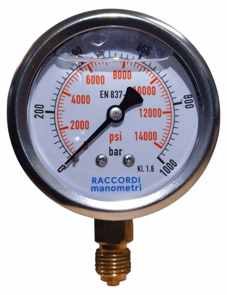 Manometro radiale a bassa pressione MG1-63, 1000 bar, filettatura 1/4"