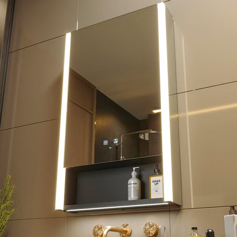 Mobiletti da bagno con illuminazione a LED e specchio, con intensità regolabile, dimensioni 55x80 cm