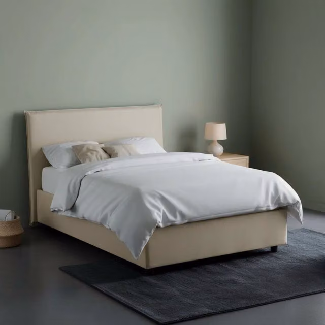 Letto Alush Talamo Italia con Materasso Incluso, Colore Beige, L/P/H: 120 x 200 x 135 cm – 1