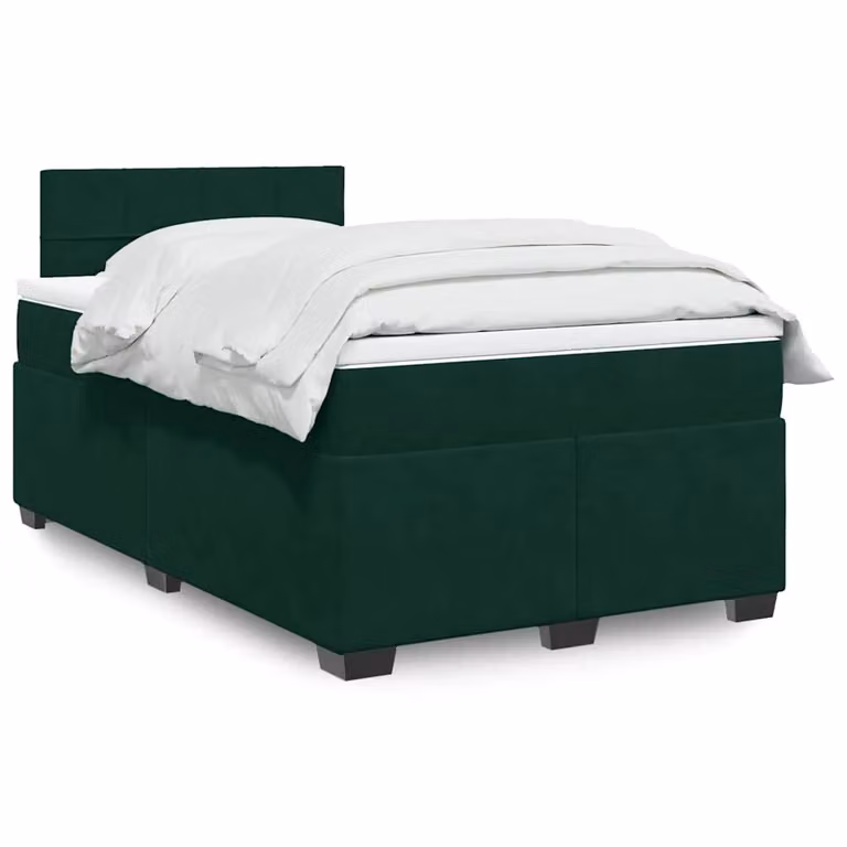 vidaXL Giroletto a Molle con Materasso Ibrido in Velluto Verde Scuro L/P/H: 120 x 200 cm
