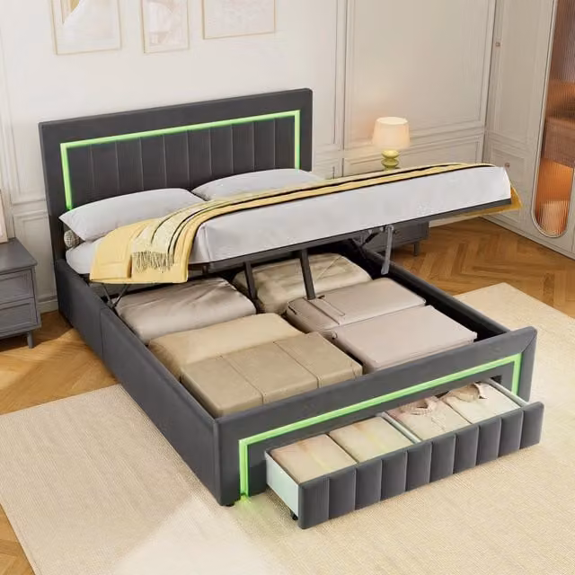 Letto contenitore 160x200 cm, colore grigio