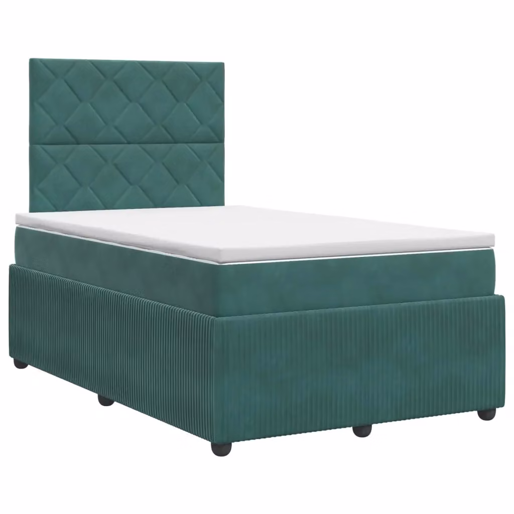 Letto box spring con materasso vidaXL in velluto verde e bianco L/P: 120 x 200 cm – 2