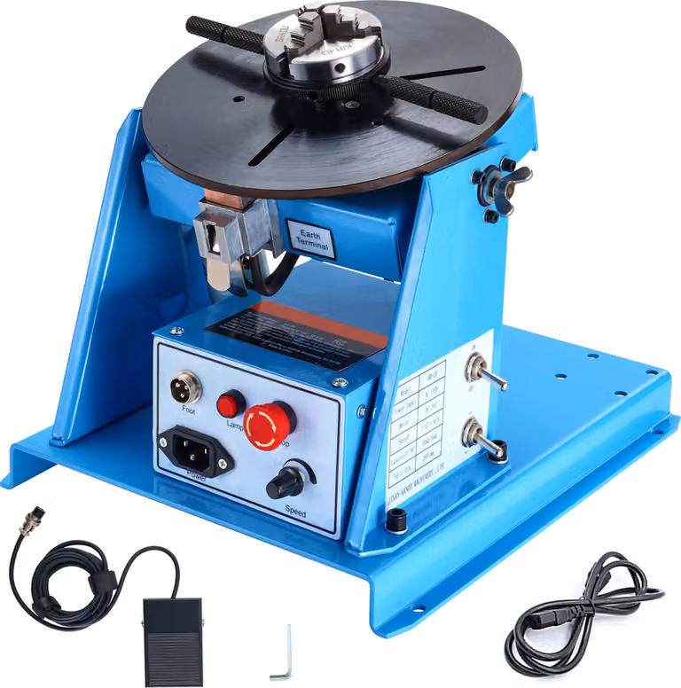 SucceBuy Posizionatore rotante per saldatura 10KG, tavola girevole regolabile 0-90° con mandrino da 8,1 pollici, 1-12 rpm 20W. Portatile e versatile per tagliare, smerigliare