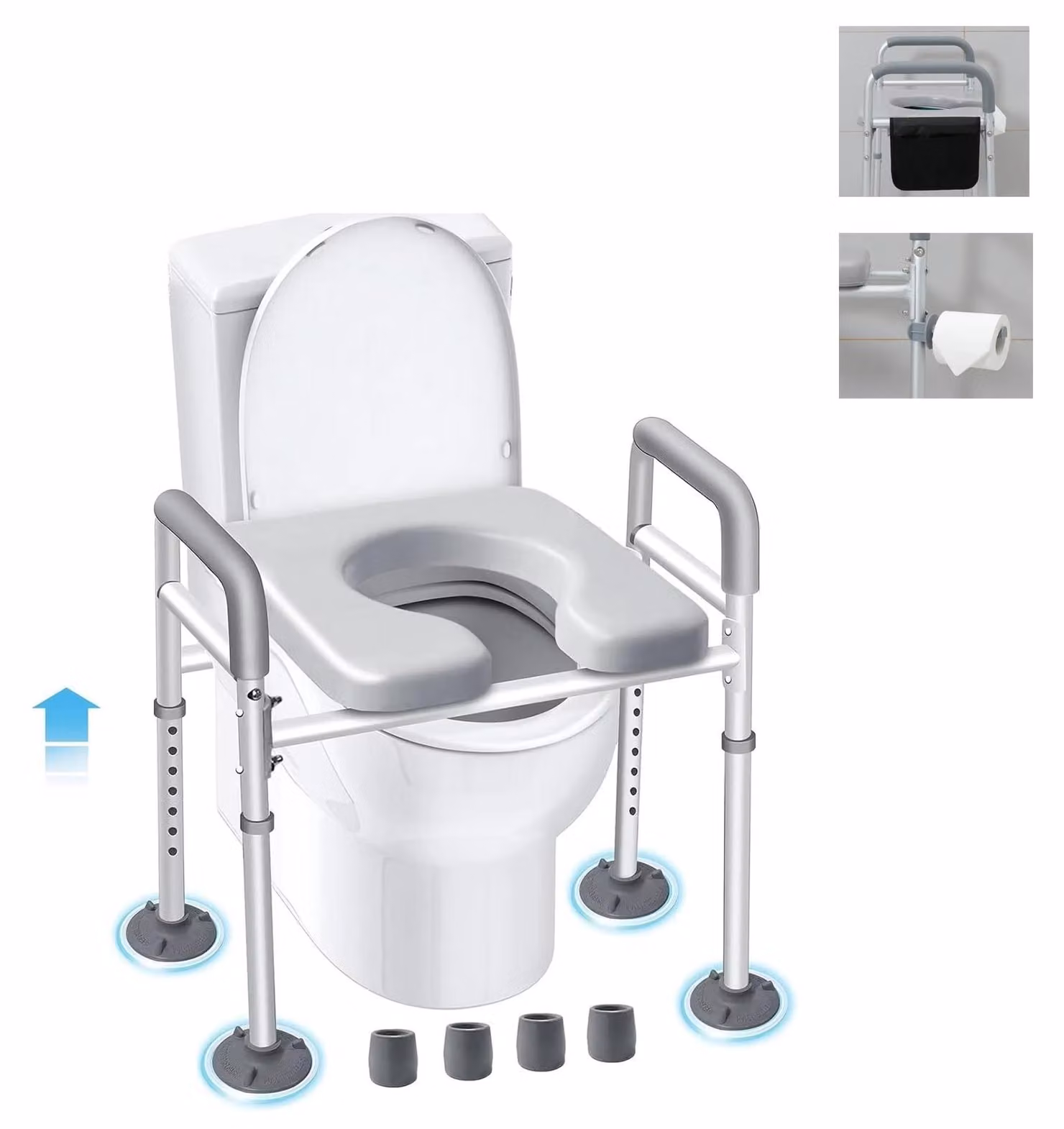 Alza WC regolabile per anziani, con sedile confortevole
