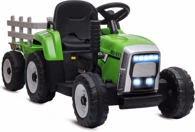 Trattore Elettrico per Bambini ¨C Xylo ¨C con Telecomando Genitori, Verde e Nero