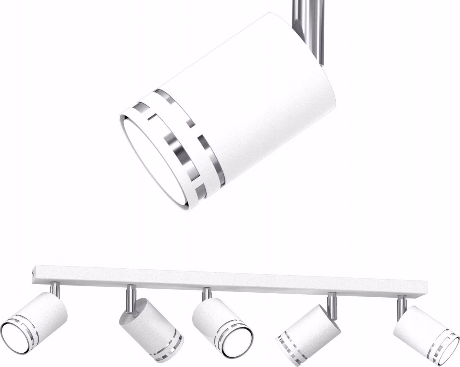 Lampada Da Soffitto Bianca E Cromata Con Led Mobili Gx53, Faretto Riflettore Polish