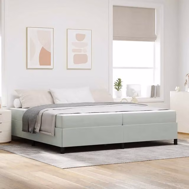 Struttura letto imbottita vidaXL in tessuto grigio L/P/H: 200 x 200 x 280 cm