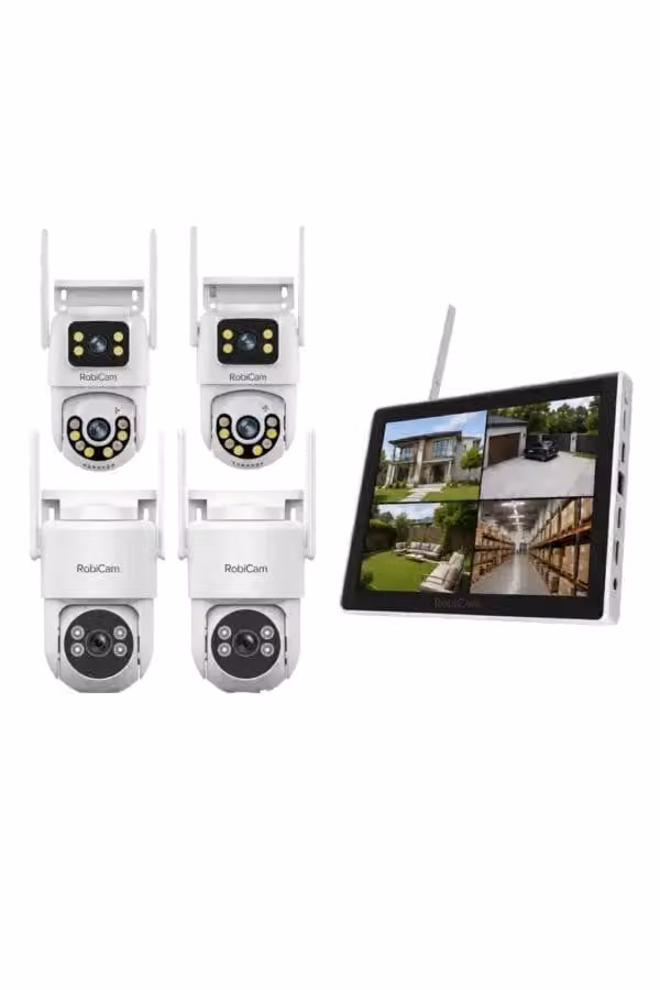 Kit videosorveglianza WiFi RobiCam LCD 10.1" NVR 8CH 4 telecamere PTZ